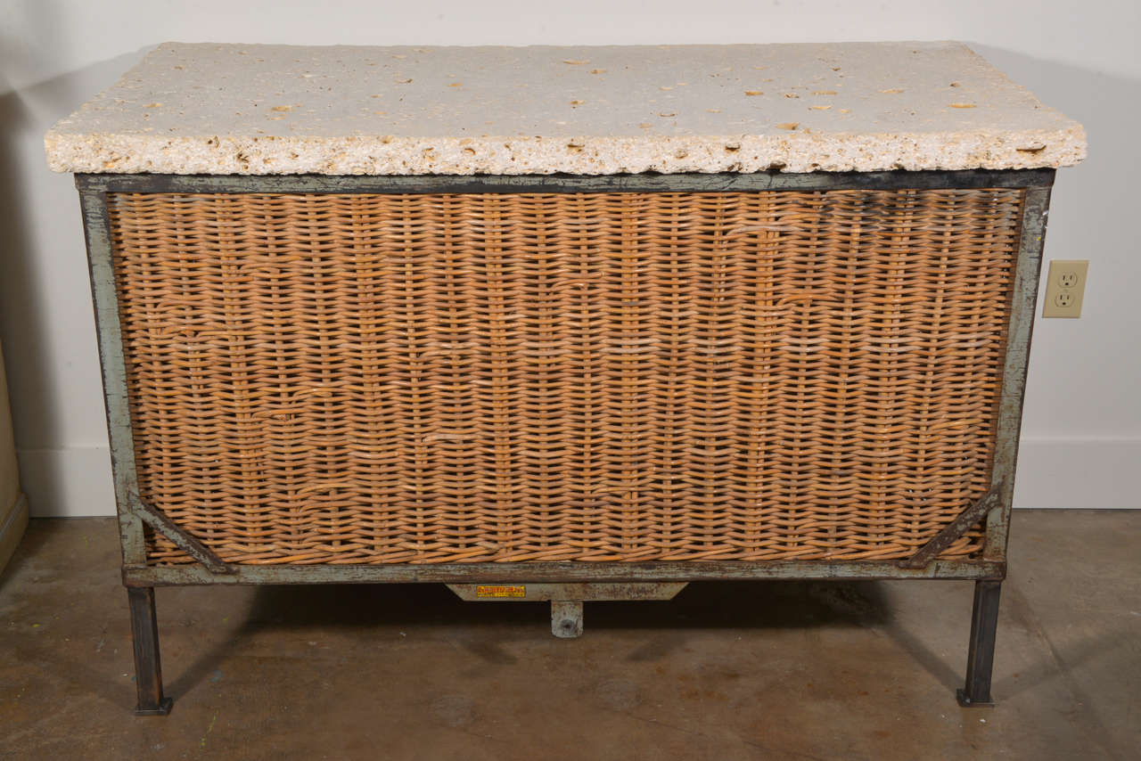 Industrial wicker and iron basket at 1stdibs
