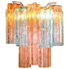 multi colored 2 tier Venini chandelier 12