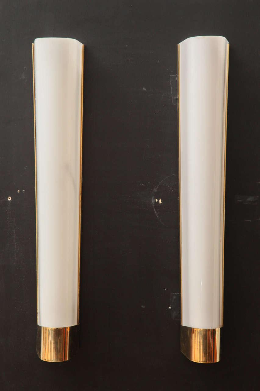 Chic Pair of Art Deco wall sconces.  Two pairs available, priced per pair.