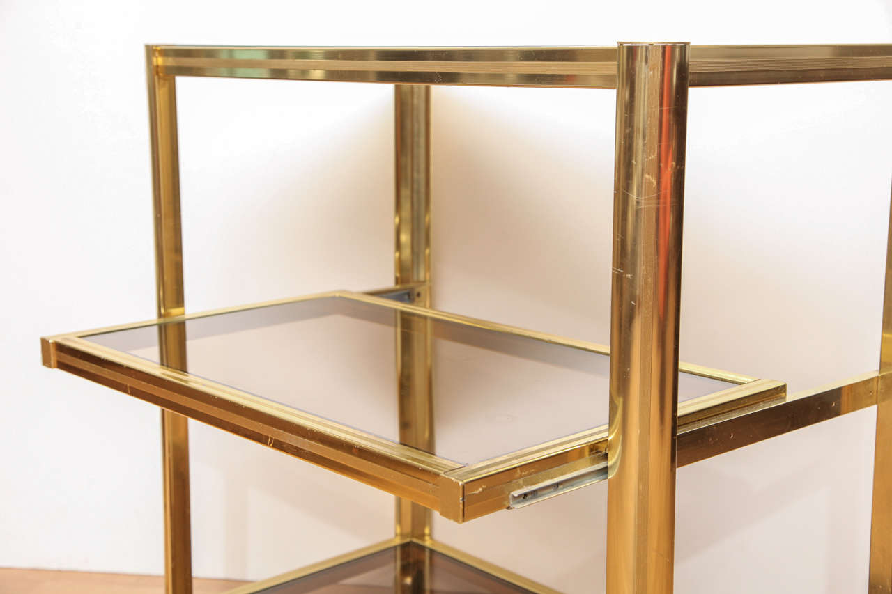 Modernist Brass and Glass Rolling Bar Cart, circa 1960s For Sale 3
