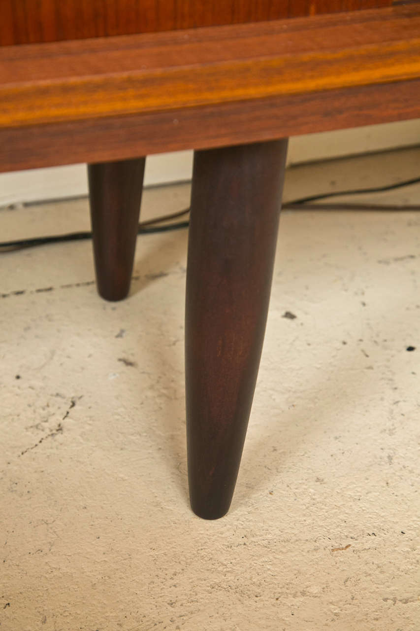 Mid-Century Modern Danish Teak Credenza Sideboard with Tambour Sliding Doors For Sale 2