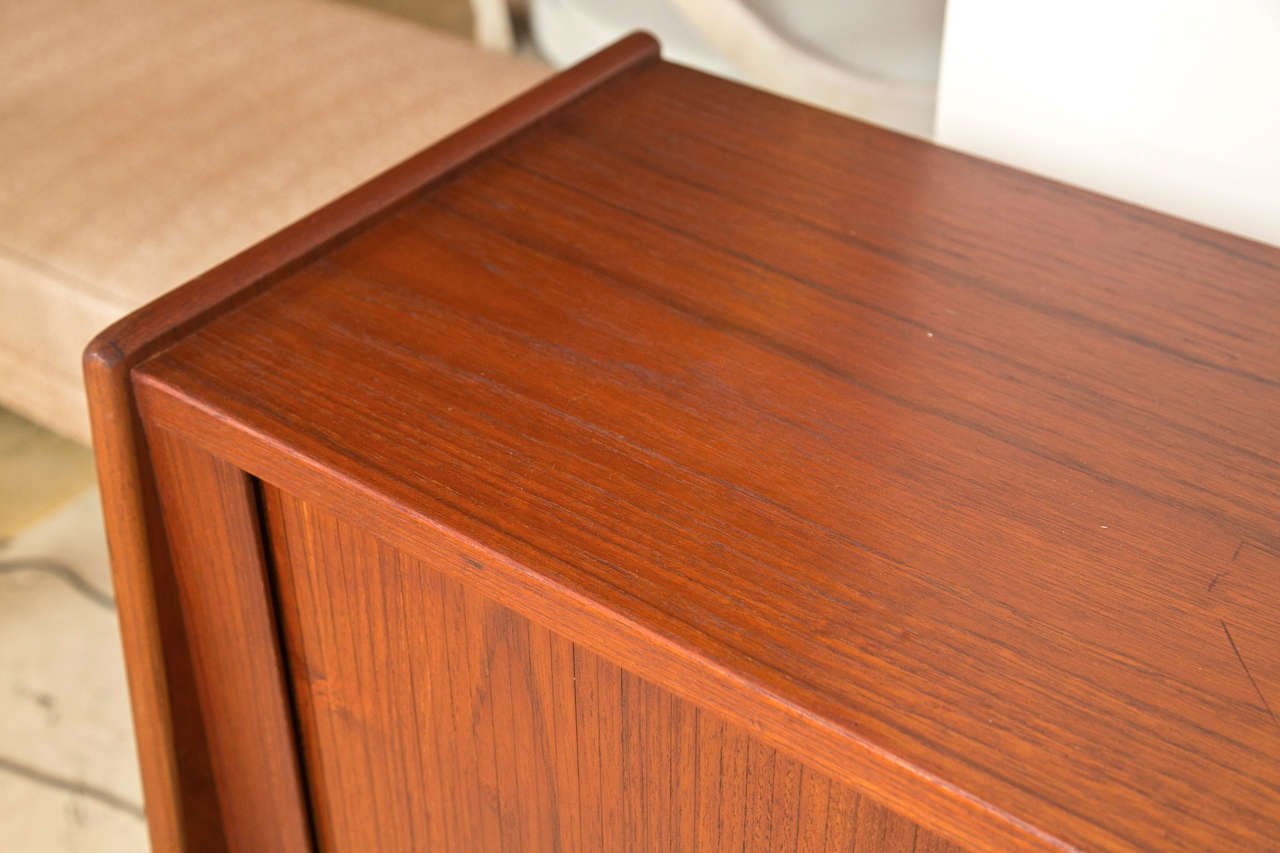 Mid-Century Modern Danish Teak Credenza Sideboard with Tambour Sliding Doors For Sale 3