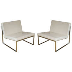 Pair of Milo Baughman Style Slipper Chairs