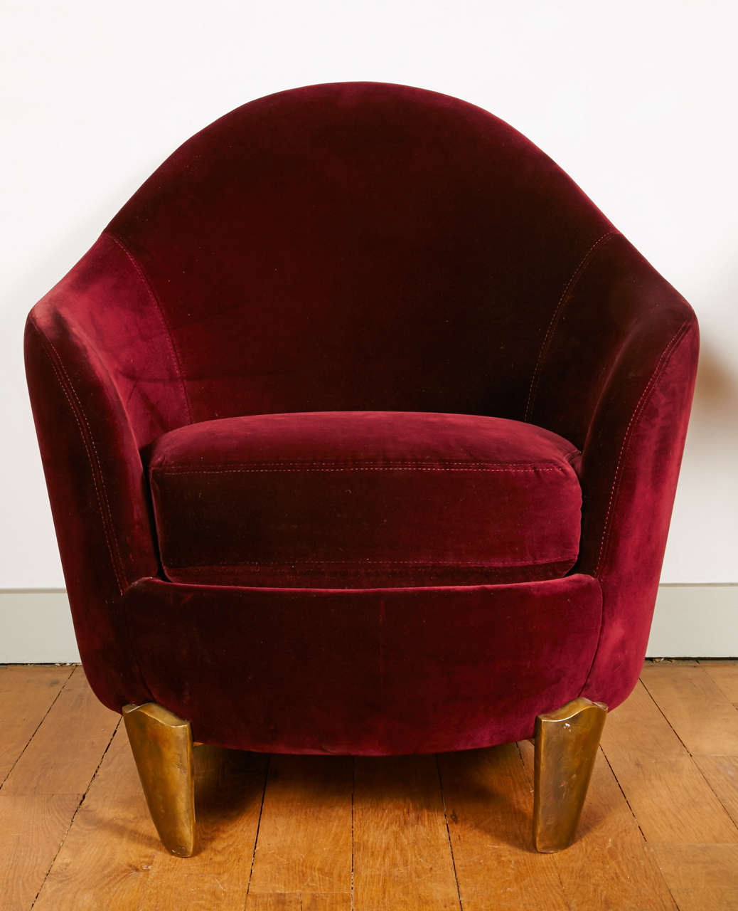 Famous Koala armchair by Garouste & Bonetti with a deep red velvet fabric. Signed on the BG on the foot