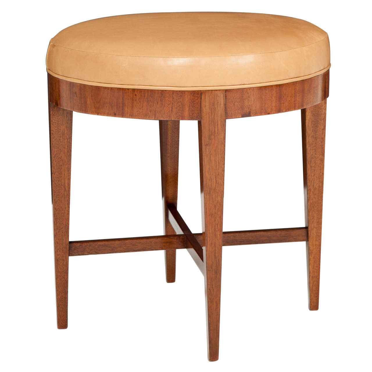 Danish Mahogany and Leather Stool