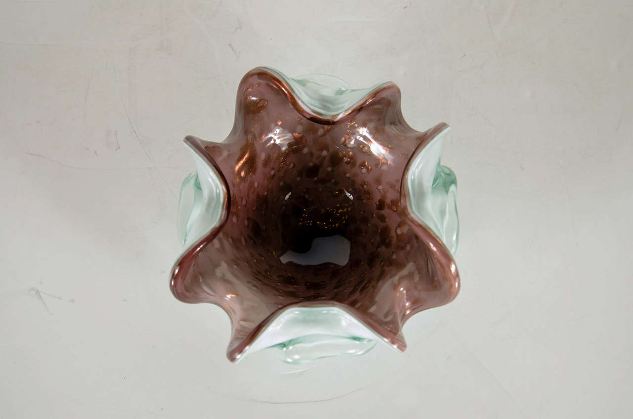 Italian Gorgeous Mid-Century Modern Aubergine Murano Glass Bowl