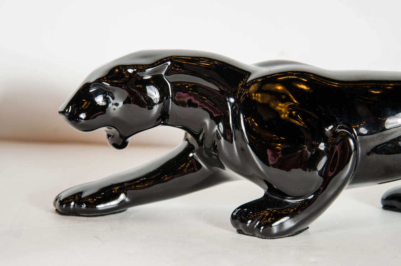 black panther ceramic sculpture