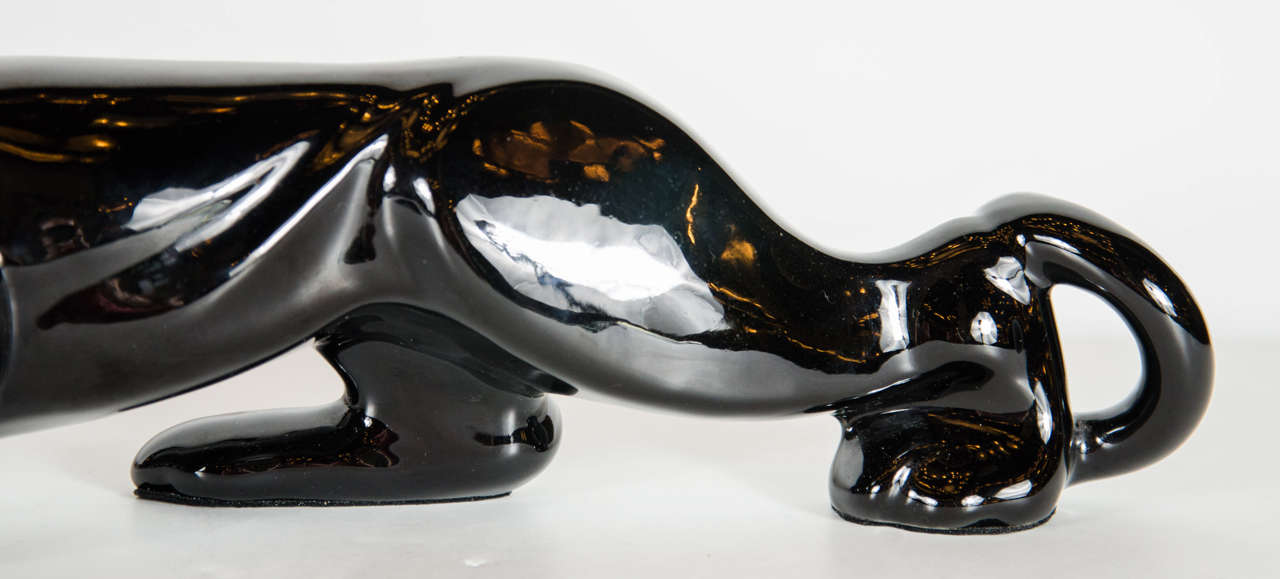 American Gorgeous Pair of Art Deco Ceramic Panthers