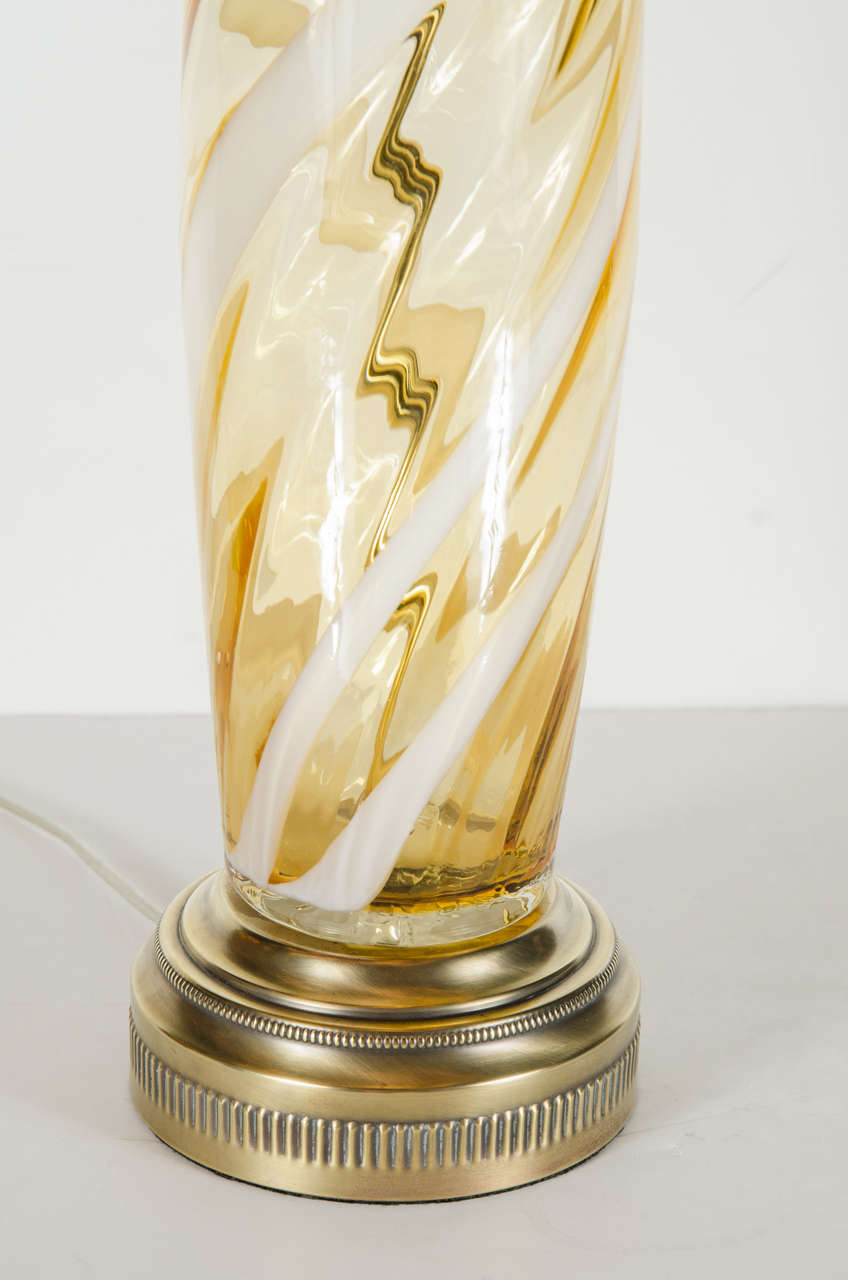 Italian Mid-Century Modern Handblown Murano Glass Column Table Lamp