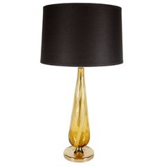 Sophisticated Mid-Century Modern Murano Glass Teardrop Amber Table Lamp
