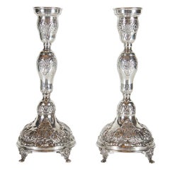 Exquisite Pair of Antique Rococo Revival Sterling Candlesticks