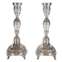 Exquisite Pair of Antique Rococo Revival Sterling Candlesticks 10
