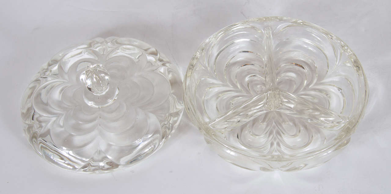 Art Deco Glass Dish with Lid In Excellent Condition In New York, NY