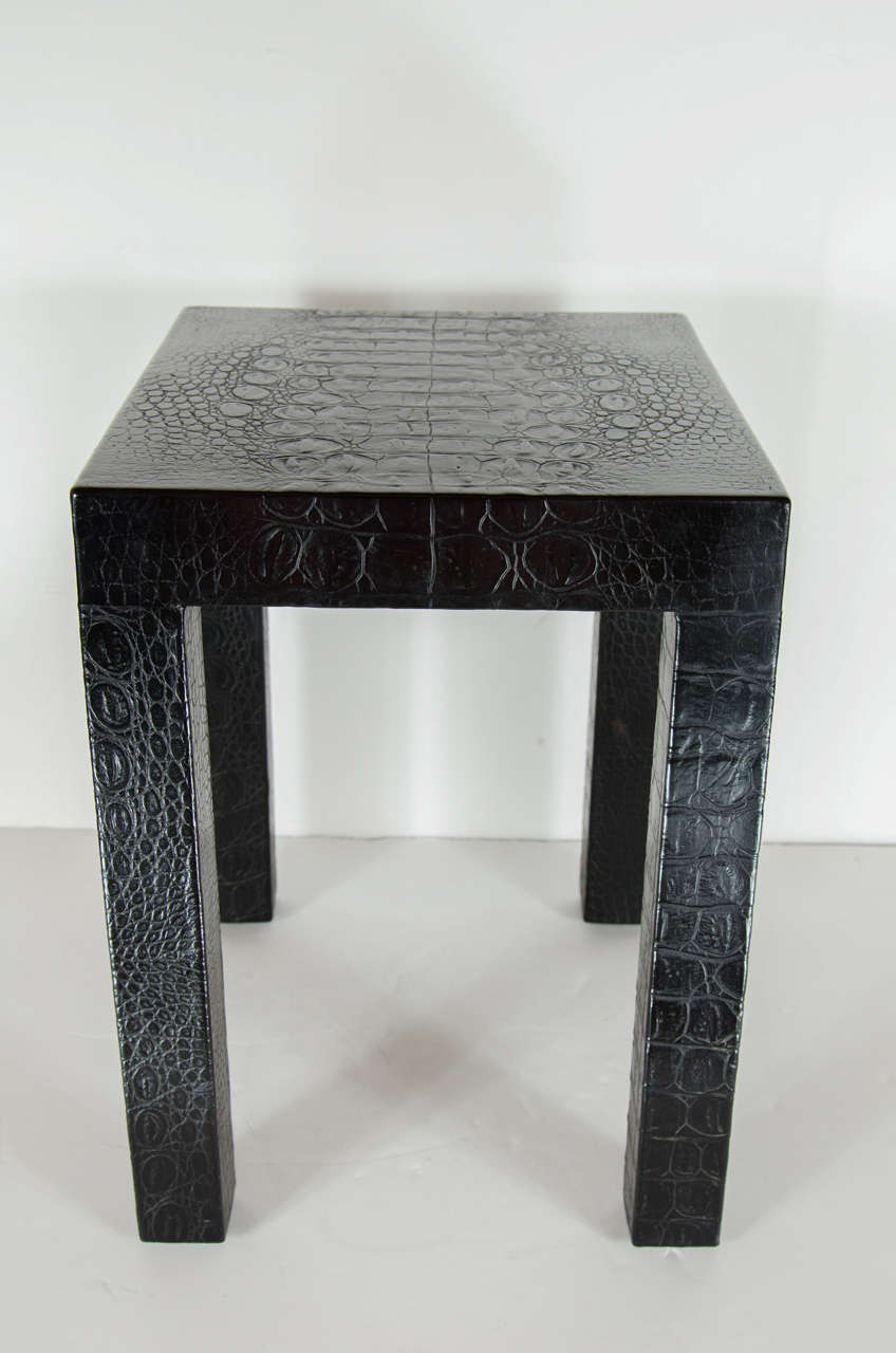 American Rare and Exquisite Crocodile Side Tables by Attributed to Karl Springer