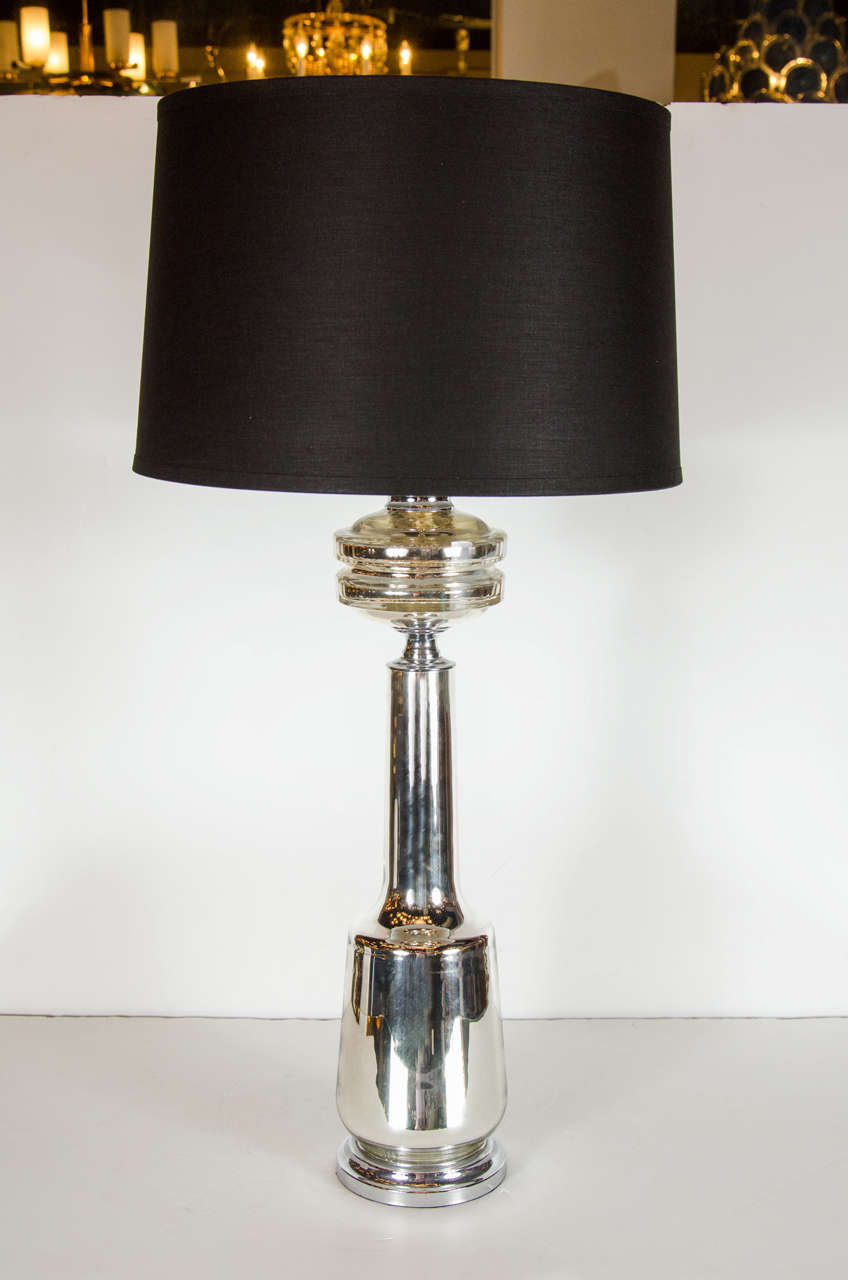 Ultra Chic Pair of Mid-century Modern Mercury Glass Table Lamps