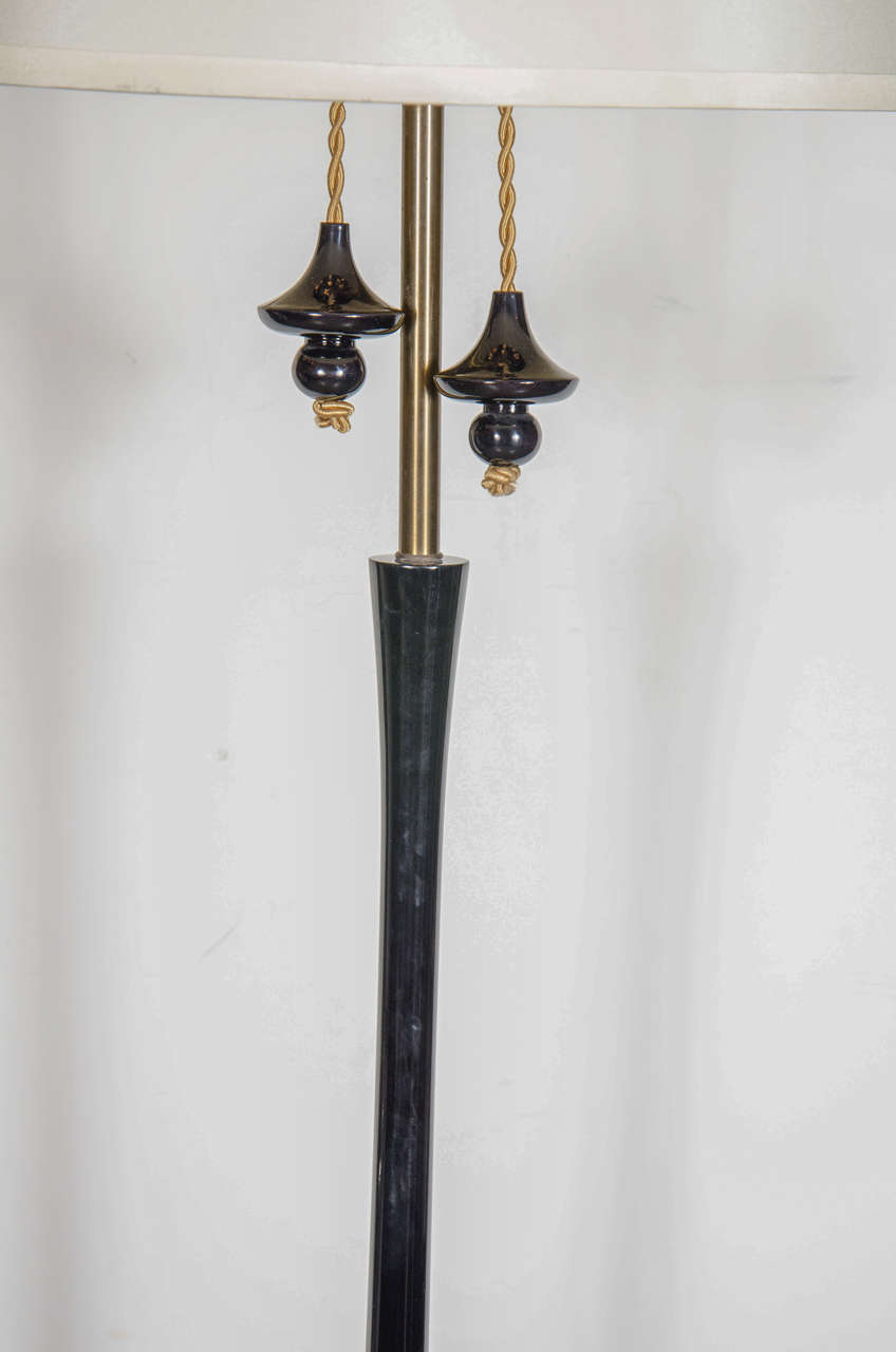 Arabesque Style Floor Lamp by James Mont in Ebonized Walnut In Excellent Condition In New York, NY