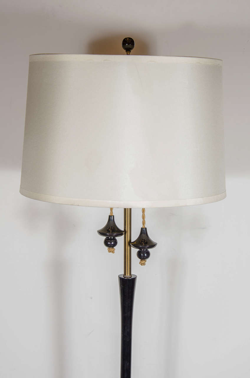 Mid-20th Century Arabesque Style Floor Lamp by James Mont in Ebonized Walnut