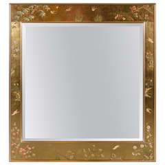 La Barge Chinoiserie Reverse Hand-Painted Gilt Mirror Signed by Harriet Jansma