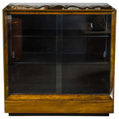 Exceptional Art Deco Bookcase by Gilbert Rohde in Book-Matched Paldao Wood