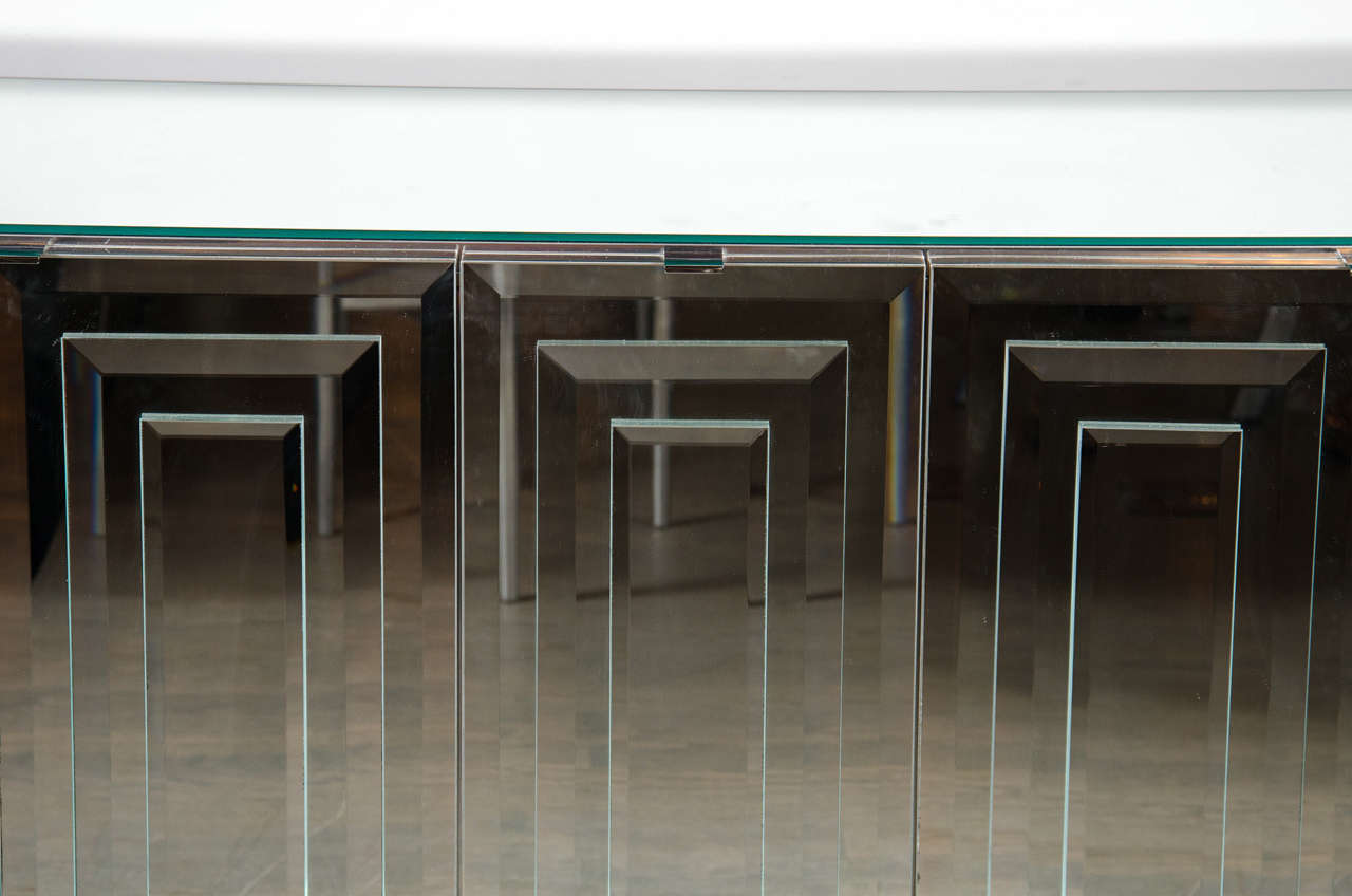 modern mirrored credenza