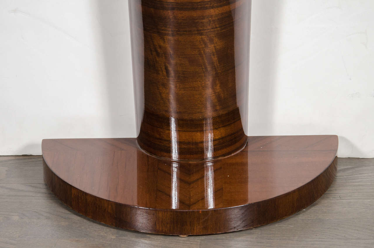American Art Deco Console or Demilune  Table with Chevron Inlay in Book-Matched Walnut