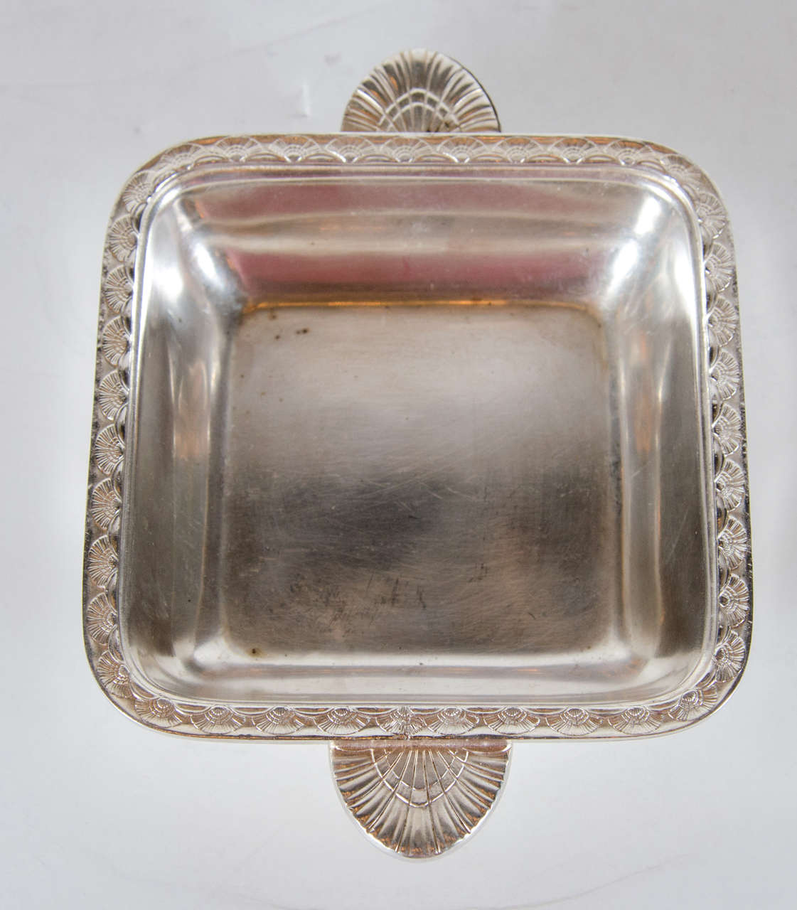 Art Deco Set of Three SilverPlate Condiment Dishes with a Fan Design at 1stDibs
