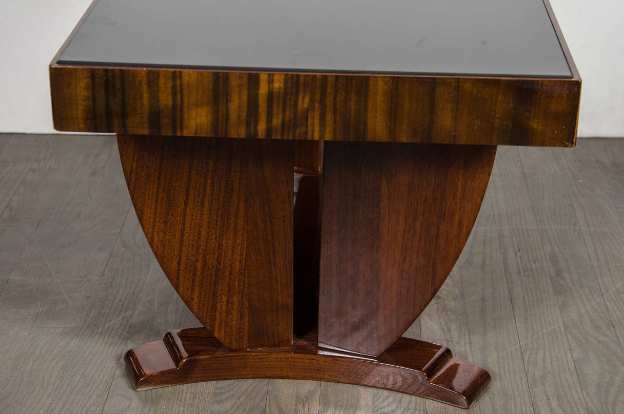 Art Deco Skyscraper Style Cocktail Table in BookMatched Walnut and