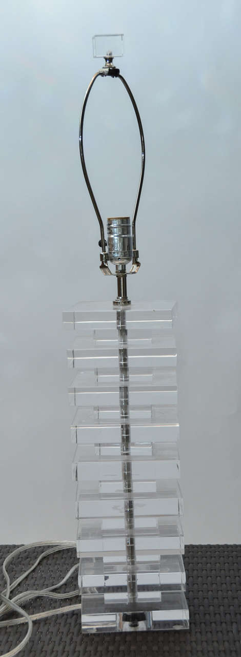 Lucite space stacked block lamp.