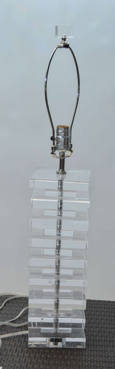 Mid-20th Century Lucite Stacked Block Lamp For Sale