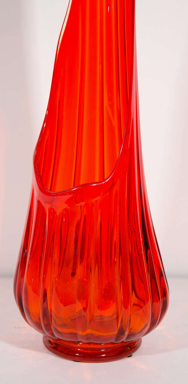 red glass floor vase
