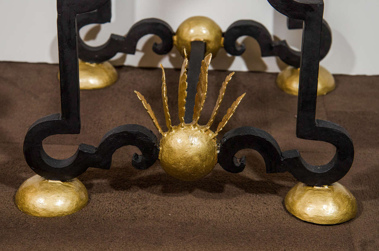 Pair of Exquisite Venetian Sapphire Mirrored and Wrought Iron End Tables In Excellent Condition In Fort Lauderdale, FL