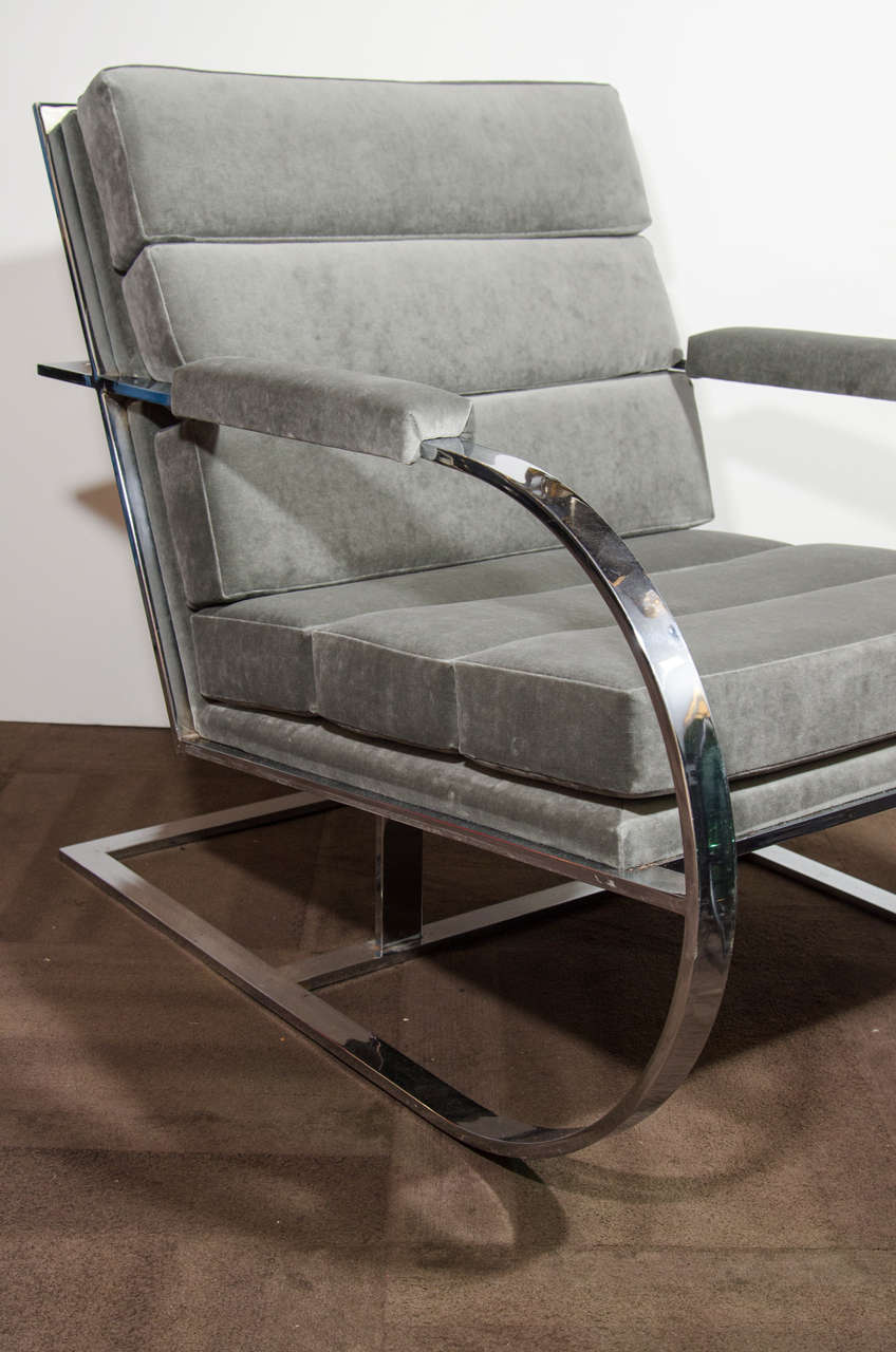 Rare Modernist Lounge Chair with Horizontal Tufting Designed by Milo Baughman In Excellent Condition In Fort Lauderdale, FL