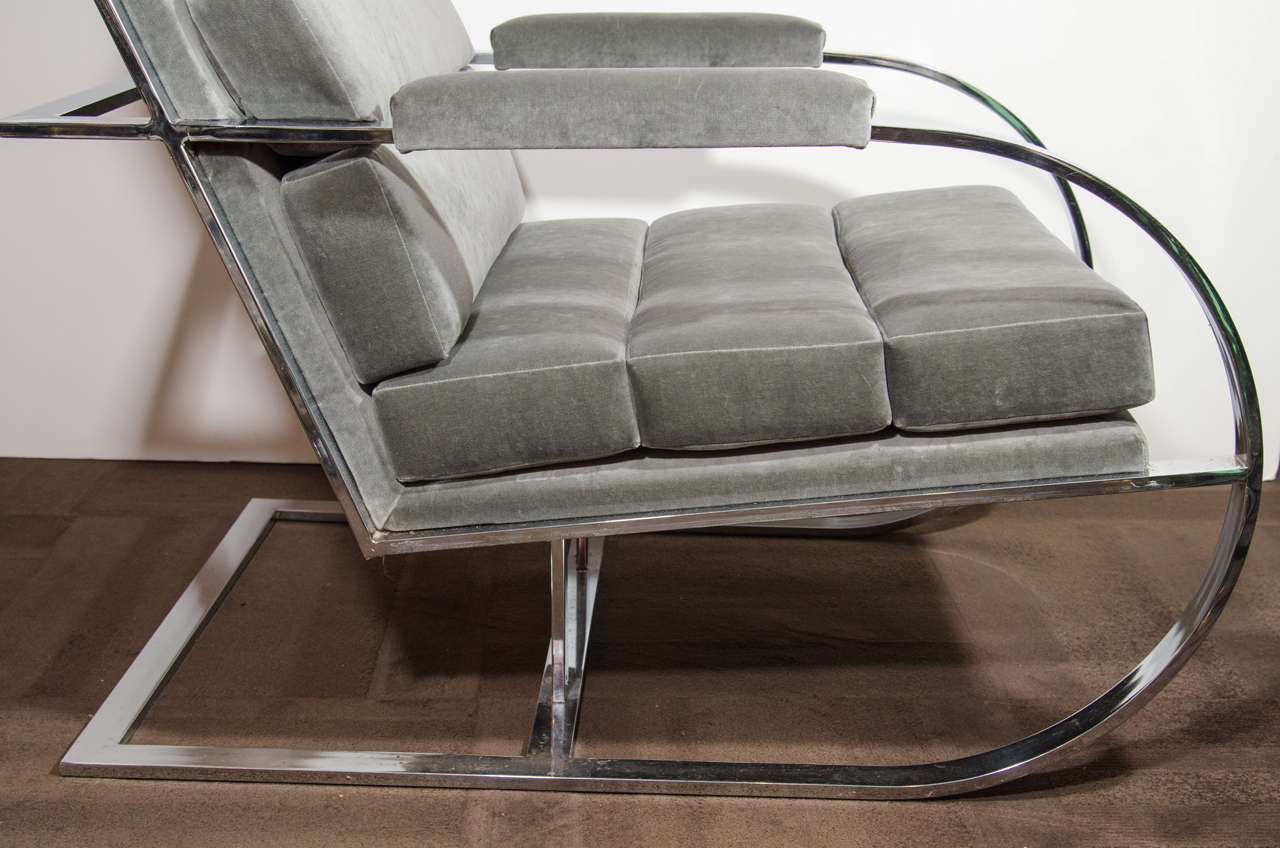 20th Century Rare Modernist Lounge Chair with Horizontal Tufting Designed by Milo Baughman