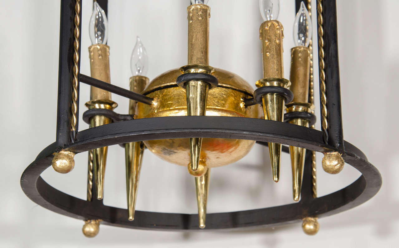 French Exceptional Art Deco Large-Scale Lantern Chandelier