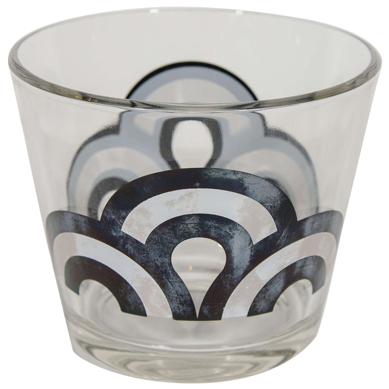 Vintage Ice Bucket or Cooler in Blown Glass with Geometric Design
