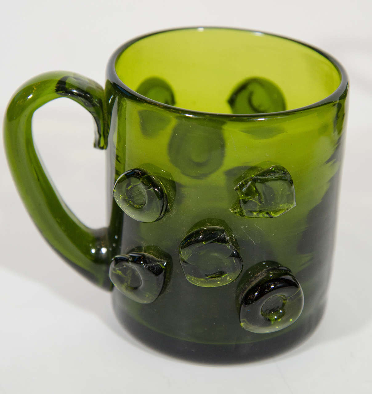 Mid-Century Modern Set of Six Mid Century Modern Demitasse Cups in Emerald Glass 