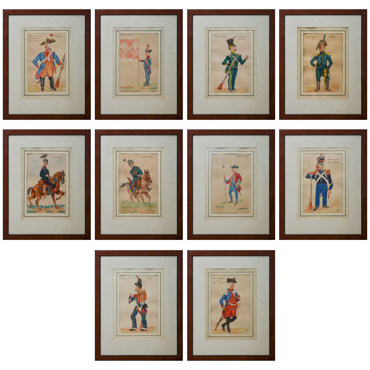 Ten 19th Century French Original Soldier Paintings