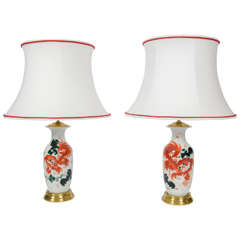 Pair of late 19th century Chinese Porcelain Vases as Table Lamps 6