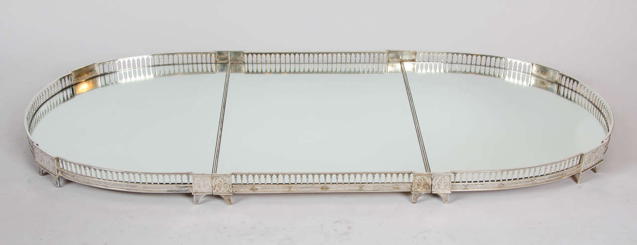 A very smart Swedish silver plated three section Surtout de Table.