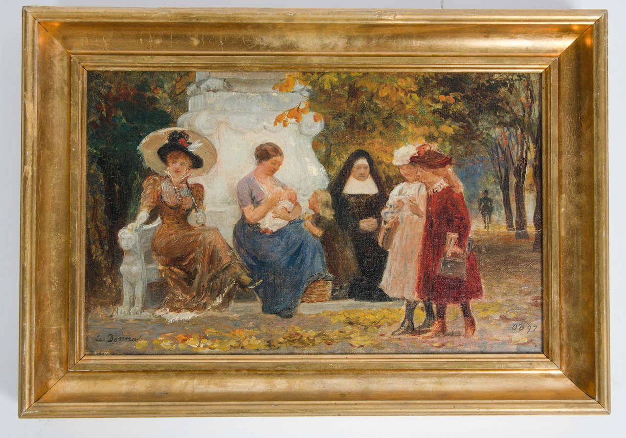 A charming oil painting of La Donna by Otto Bache, Danish 
Signed and dated, O B 97
Otto Bache 21 August 1839 – 28 June 1927.