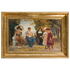 19th Century Danish Oil Painting of La Donna by Otto Bache