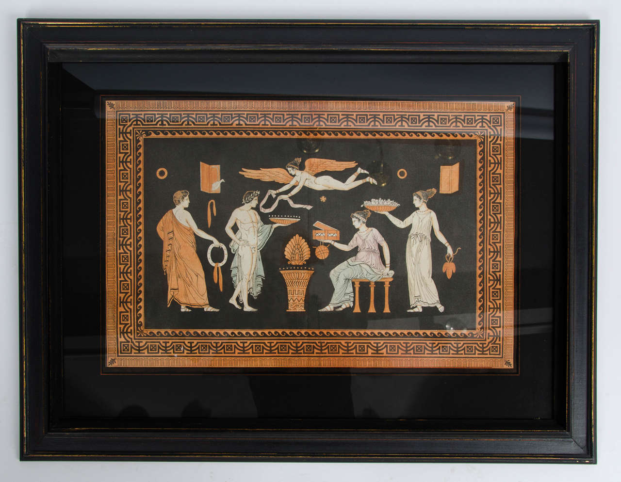 These illustrations are by Pierre Francois Hugues, Baron D'Huncarville, author to Sir William Hamilton. They depict scenes that appear on Etruscan vases from the Cabinet of Sir William Hamilton now in the British Museum, one of the most important