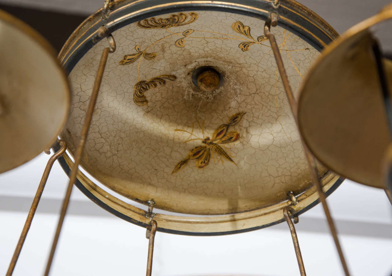 Mid-19th Century Early 19th Century French Chinoiserie Painted Toleware Chandelier