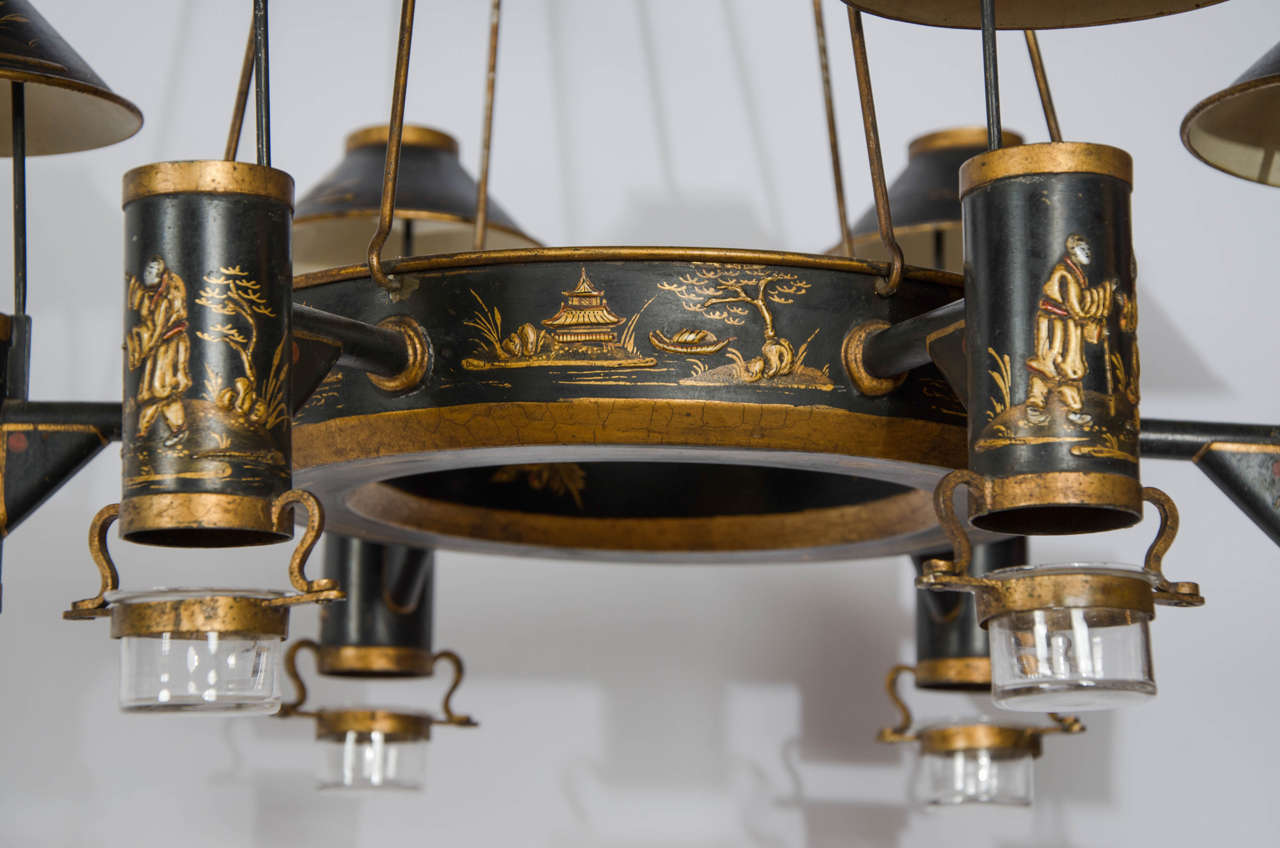 Early 19th Century French Chinoiserie Painted Toleware Chandelier at ...
