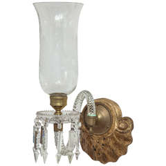 Antique Crystal Glass Arms with 21st Century Glass Fluted Globes and Backplates