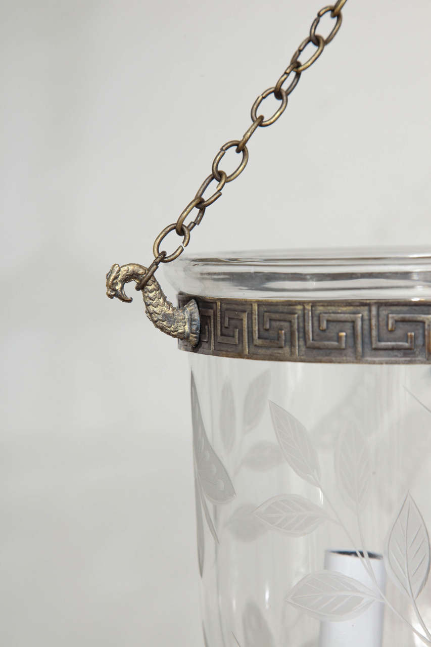 Anglo Raj 20th Century Antique Belljar with Etchings For Sale