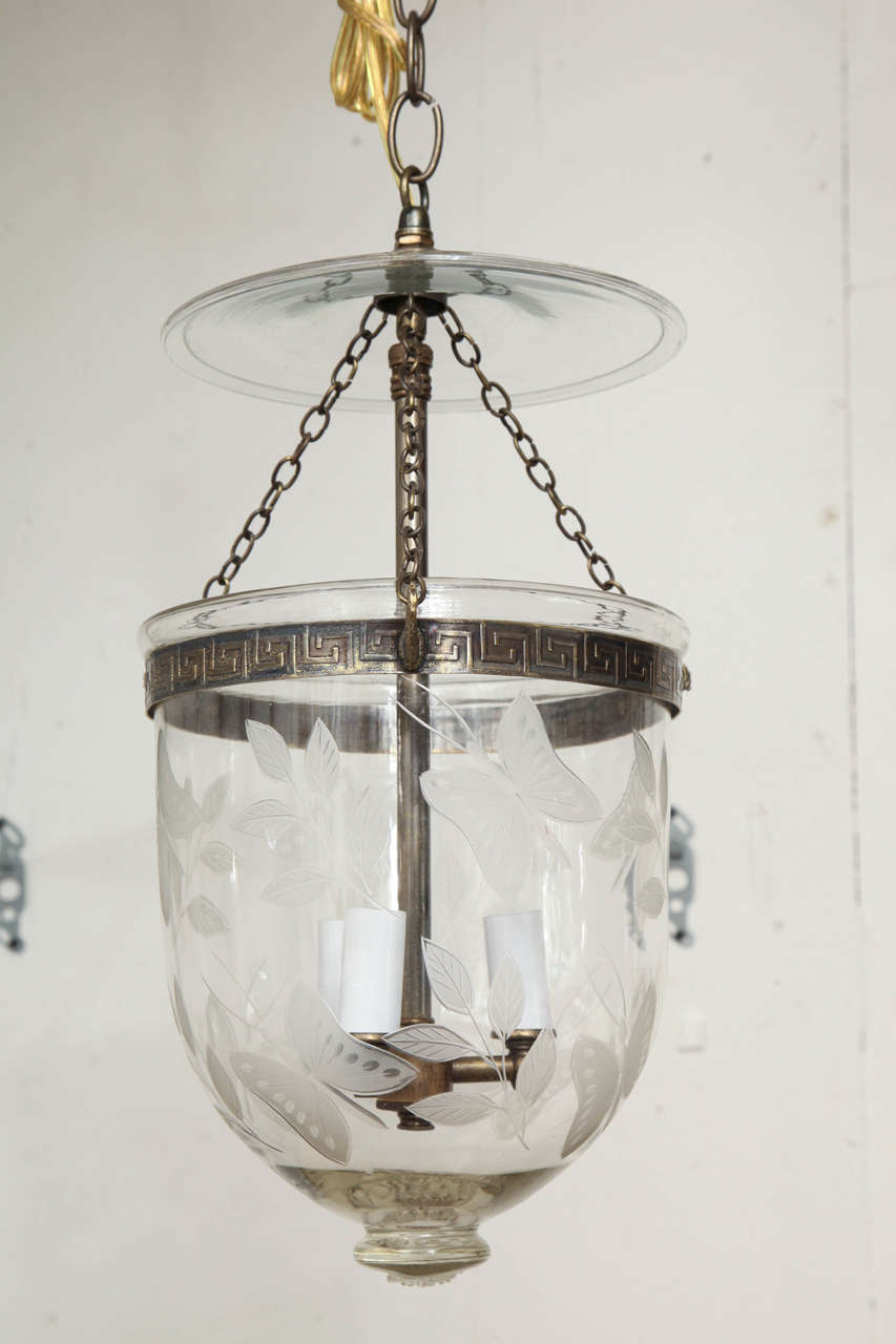 Early 20th Century 20th Century Antique Belljar with Etchings For Sale