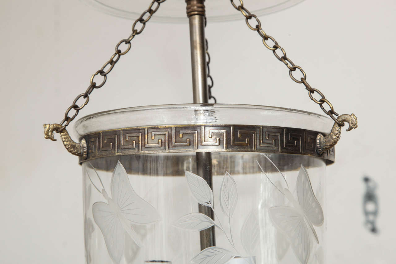20th Century Antique Belljar with Etchings For Sale 1
