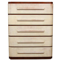 Vintage Art Deco Dresser with Parchment Drawer Fronts