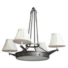 1920s French Art Deco Hand-Wrought Iron Ceiling Fixture 5